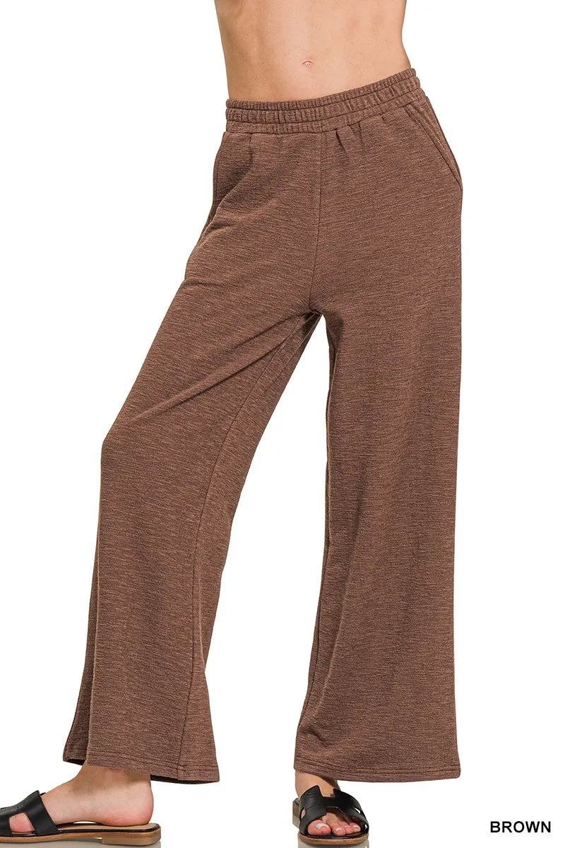 ZENANA Cotton Slub Wide Leg Pants on Simply Obsessed