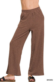 ZENANA Cotton Slub Wide Leg Pants on Simply Obsessed