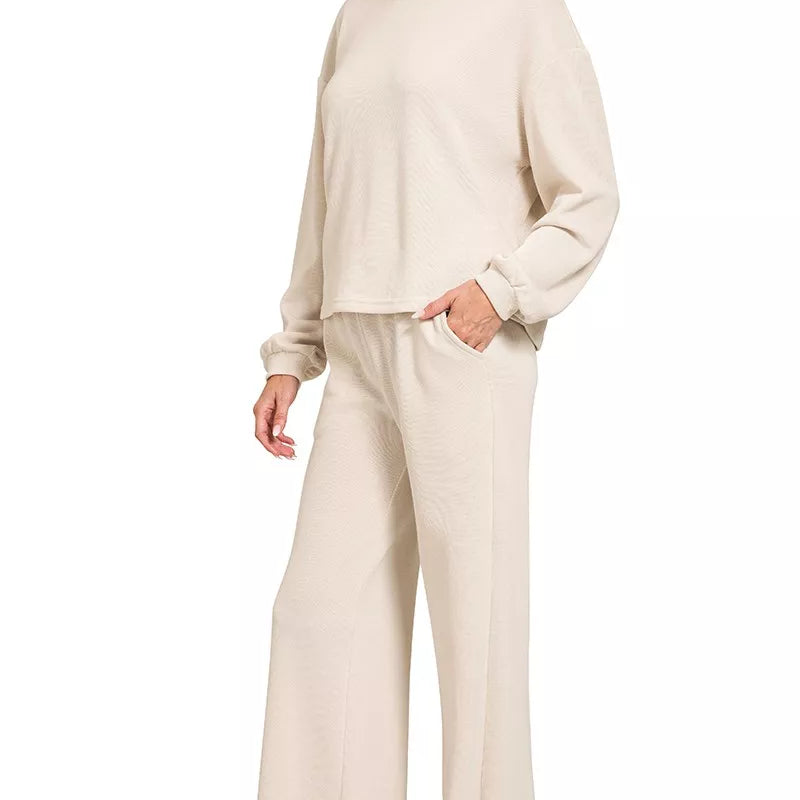 ZENANA French Rib Pullover and Pants Set on Simply Obsessed