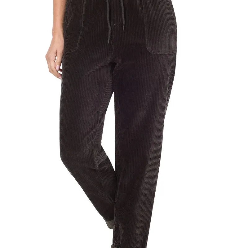 ZENANA Corduroy Drawstring Cuffed Pants on Simply Obsessed