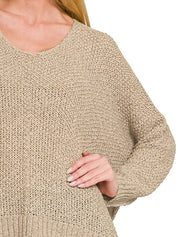 ZENANA Dolman Sleeve V-Neck Sweater on Simply Obsessed