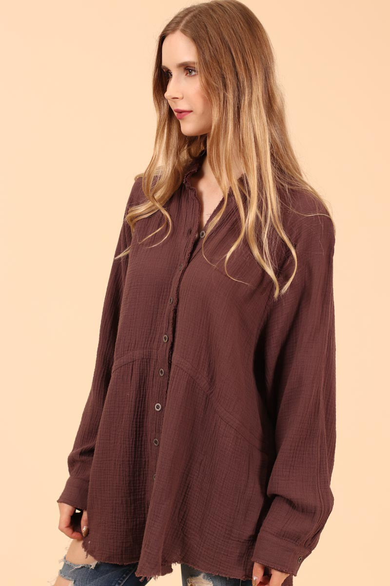 BLUE VELVET GAUZE WASHED BUTTON DOWN POCKET BLOUSE *** BEACH LIVE*** on Simply Obsessed