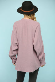 BLUE VELVET GAUZE WASHED BUTTON DOWN POCKET BLOUSE *** BEACH LIVE*** on Simply Obsessed
