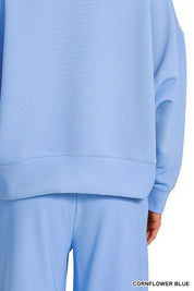 ZENANA Ribbed Round Neck Pullover and Drawstring Pants Set on Simply Obsessed