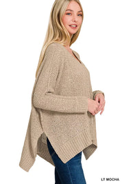 ZENANA Dolman Sleeve V-Neck Sweater on Simply Obsessed