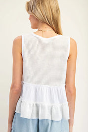 EESOME Waffle Knit V-Neck Top on Simply Obsessed