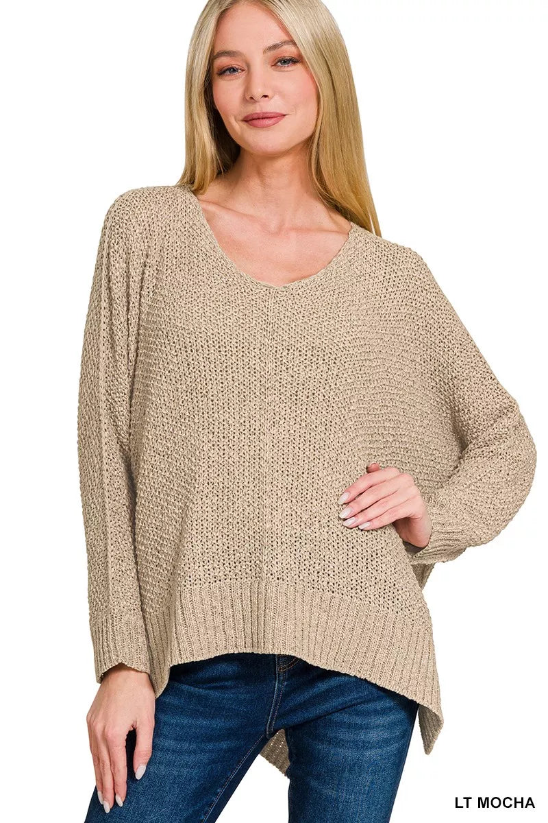 ZENANA Dolman Sleeve V-Neck Sweater on Simply Obsessed