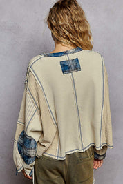 POL MULTI PATTERN FLANNEL FLAG KNIT TOP   *VEGAS LIVES*