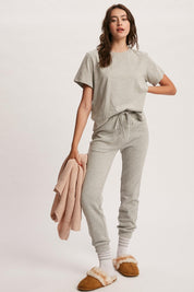 LISTICLE Cotton T-Shirt Sweatpant Set - HEATHER GREY on Simply Obsessed