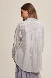 LISTICLE Pinstripe Button Up Shirt on Simply Obsessed