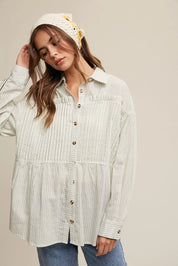 LISTICLE Pinstripe Button Up Shirt on Simply Obsessed