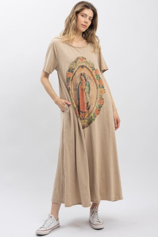 BLUE VELVET Virgin Mary Print Long Dress **VEGAS LIVES** on Simply Obsessed