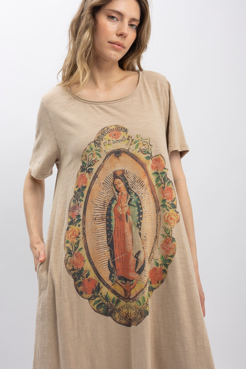 BLUE VELVET Virgin Mary Print Long Dress – Simply Obsessed