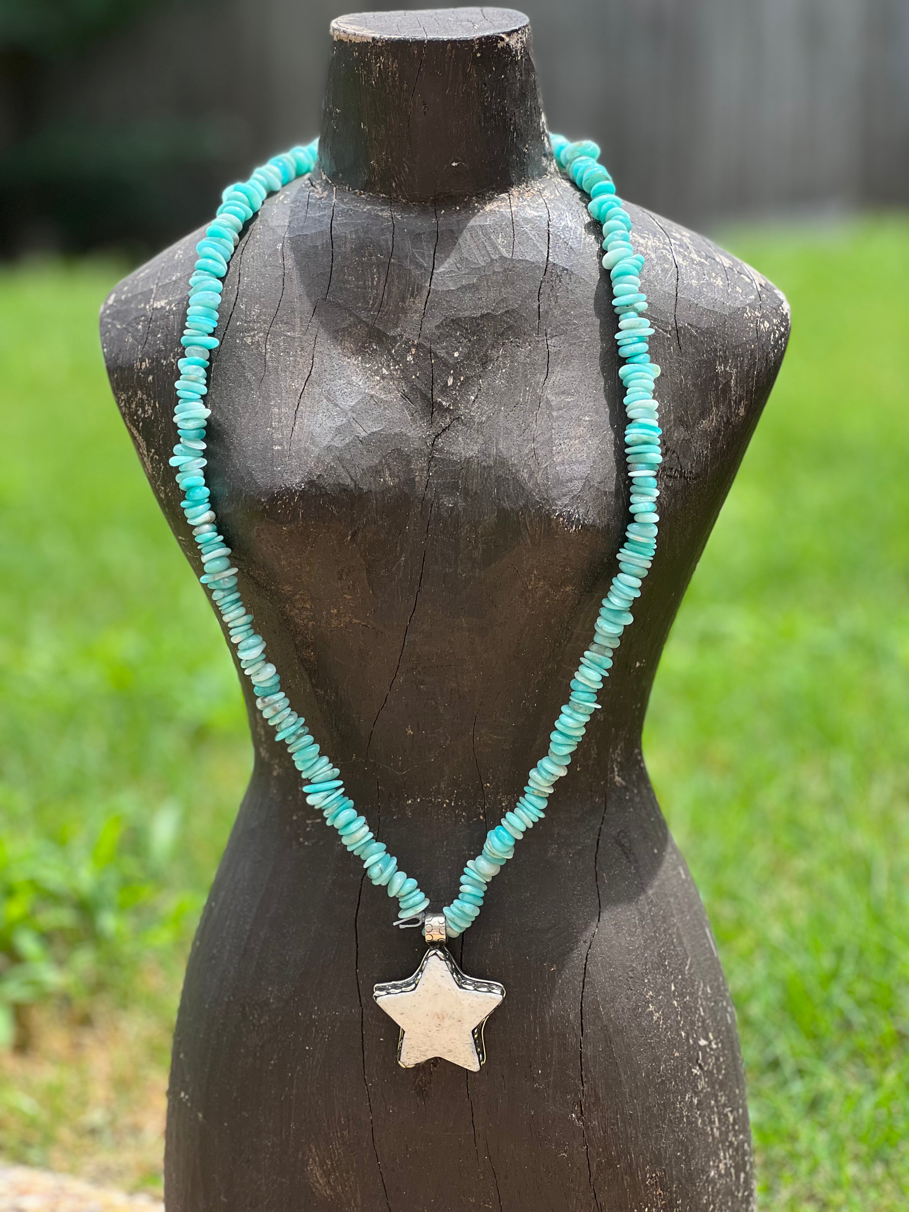 One of a Kind Peruvian Amazonite Tibetan Silver Star Necklace on Simply Obsessed