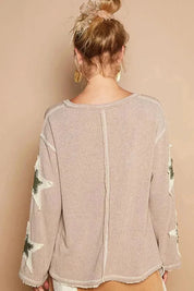 POL Knit USA Patchwork Sweater - Mocha Biege on Simply Obsessed