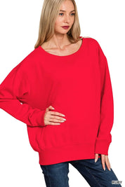 Zenana Fleece Boat Neck Sweatshirt on Simply Obsessed