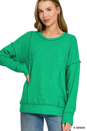 ZENANA Brushed Hacci Drop Shoulder Sweater on Simply Obsessed