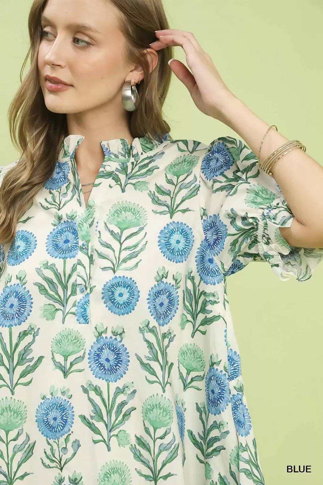 UMGEE Floral Puff Sleeve Babydoll Dress with Side Pockets on Simply Obsessed