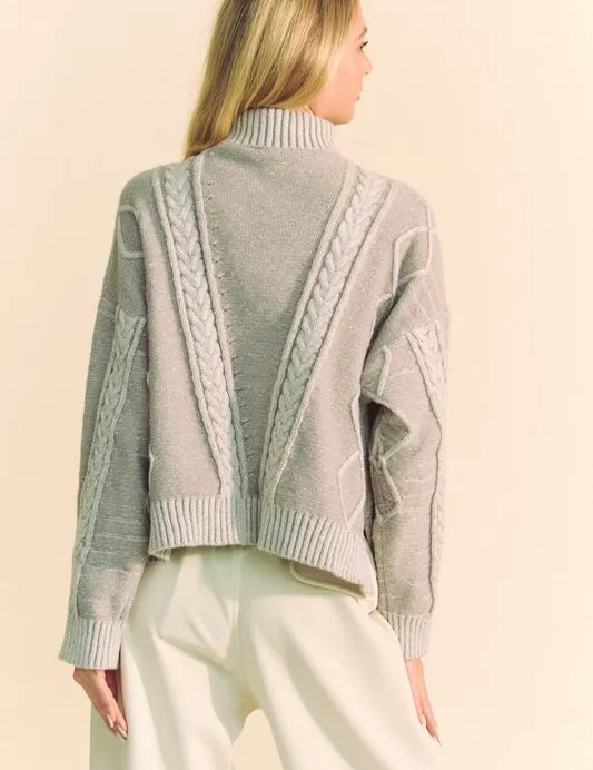 DAVI & DANI Cable-Knit Turtleneck Dropped Shoulder Sweater **FALL DEBUT SALE** on Simply Obsessed