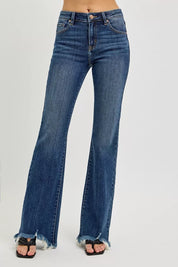 RISEN Full Size Mid Rise Flare Frayed Hem Jeans Plus Size on Simply Obsessed