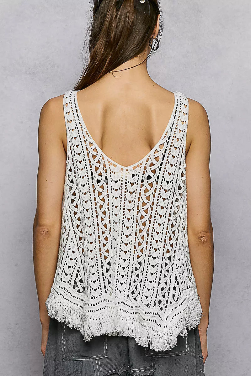 POL Crochet Fringe Hem Tank Top on Simply Obsessed