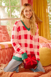 BiBi Christmas Theme Checker Board Sweater on Simply Obsessed