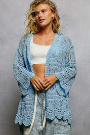 POL Long Sleeve Woven Cardigan Coverall on Simply Obsessed