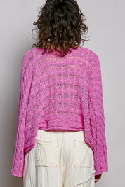 POL Round Neck Cropped Sweater Knit Top - BERRY PINK on Simply Obsessed