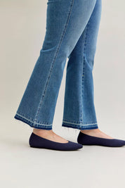 Judy Blue Full Size Mid Rise Slim Bootcut Tummy Control Release Hem Jeans Plus Size on Simply Obsessed