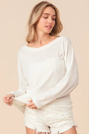 BiBi Waffled Backless Drawstring T-Shirt on Simply Obsessed