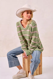 BIBI Striped Long Sleeve Sweater on Simply Obsessed