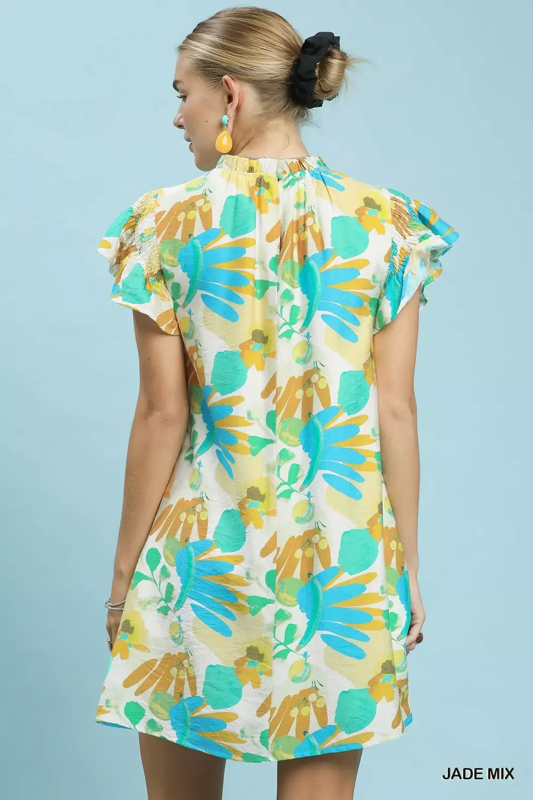 UMGEE Ruffled Botanical Print Mini Dress **DEBUT SALE** on Simply Obsessed