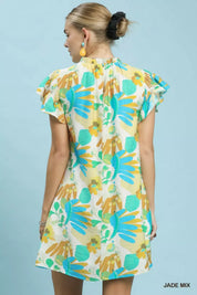 UMGEE Ruffled Botanical Print Mini Dress **DEBUT SALE** on Simply Obsessed
