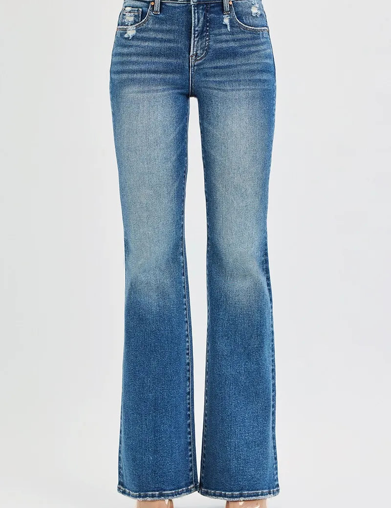 RISEN Full Size Tummy Control High Rise Flare Jeans Plus Size on Simply Obsessed