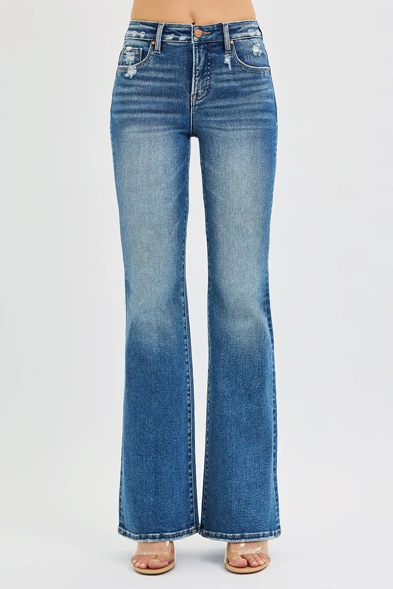 RISEN Full Size Tummy Control High Rise Flare Jeans Plus Size on Simply Obsessed