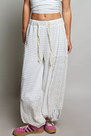 POL Patchwork Mixed Knit Wide Leg Pants on Simply Obsessed