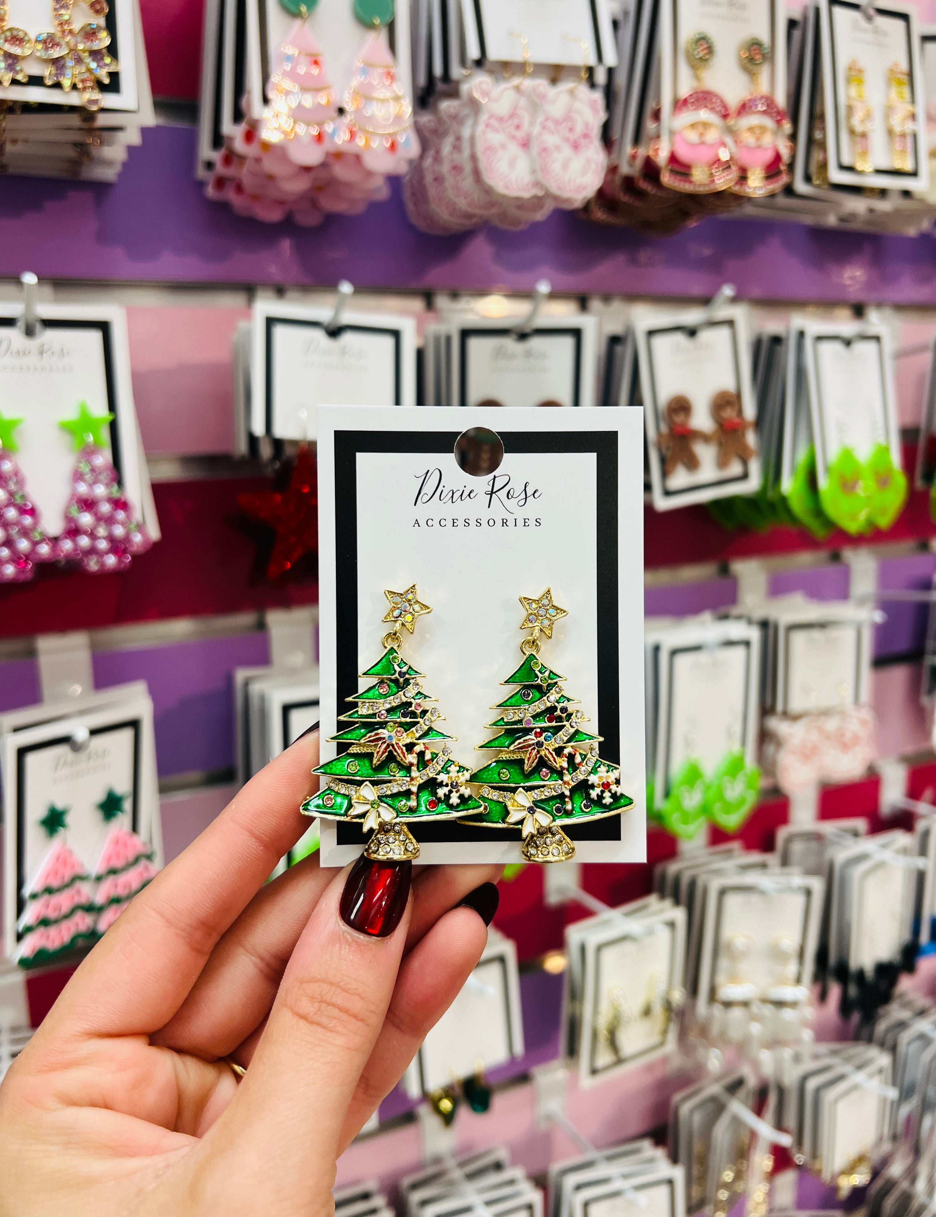DIXIE ROSE Bling Christmas Tree Earrings on Simply Obsessed