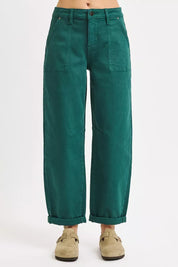 RISEN High Rise Ankle Cuffed Barrel Pants on Simply Obsessed