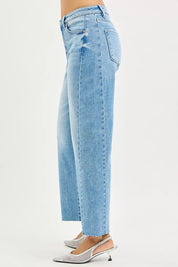 RISEN Full Size Slouchy Cropped Barrel Jeans with Curved Side Seam Plus Size on Simply Obsessed