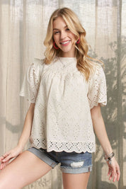 ADORA Ruffle Shoulder Blouse on Simply Obsessed