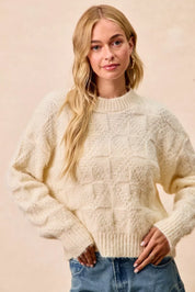 BIBI Checker Board Drop Shoulder Sweater on Simply Obsessed