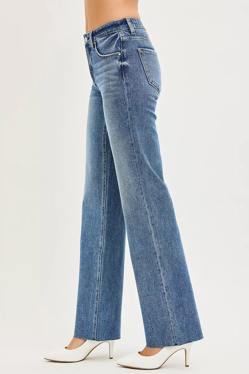 RISEN Tummy Control 4 Way Stretch Mid Rise Straight Jeans on Simply Obsessed
