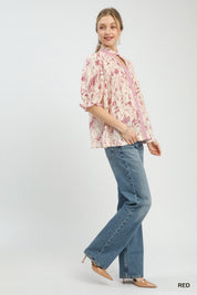 UMGEE Mixed Print Button Front Top **DEBUT SALE** on Simply Obsessed