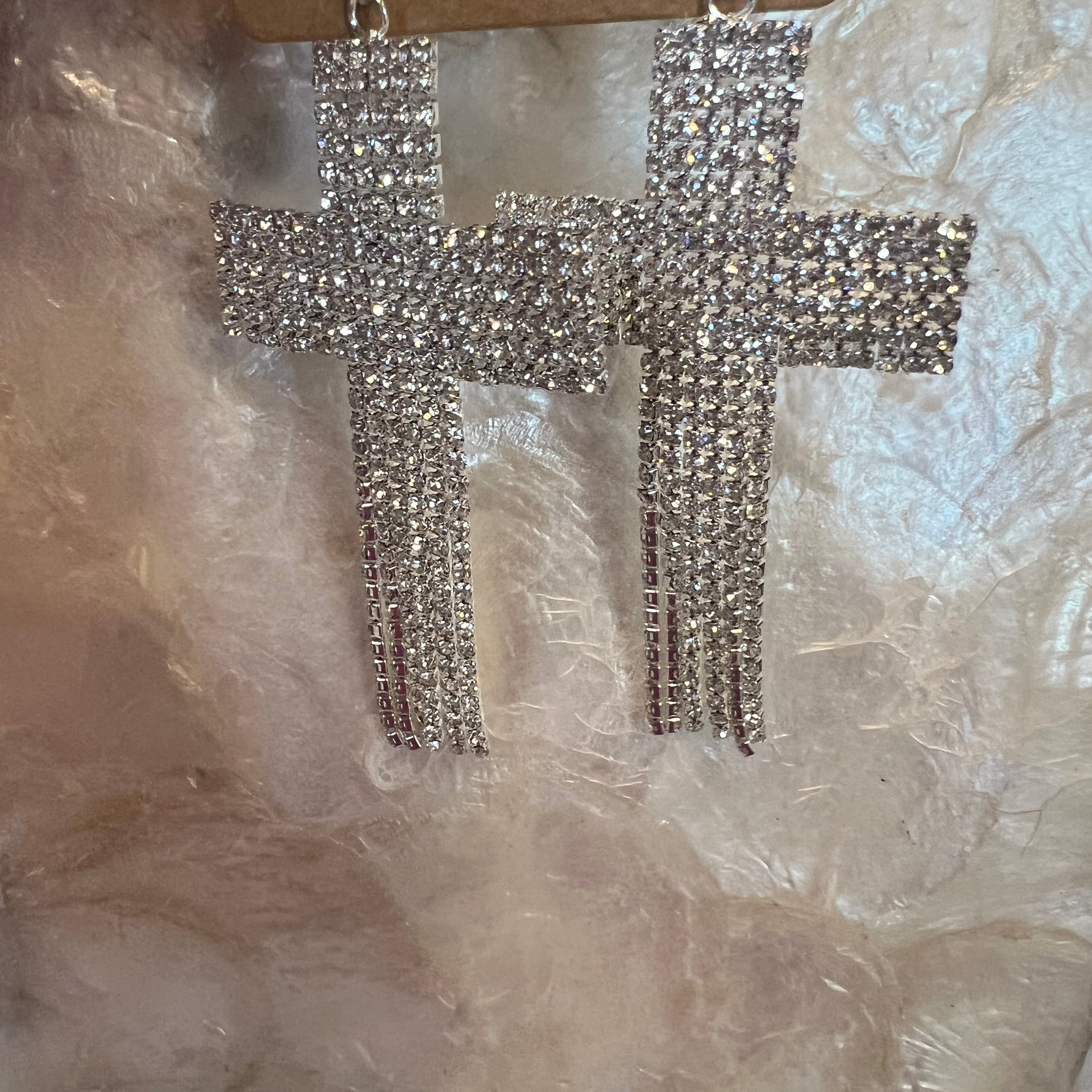 JEWELRY SALE Bling Cross Earrings on Simply Obsessed