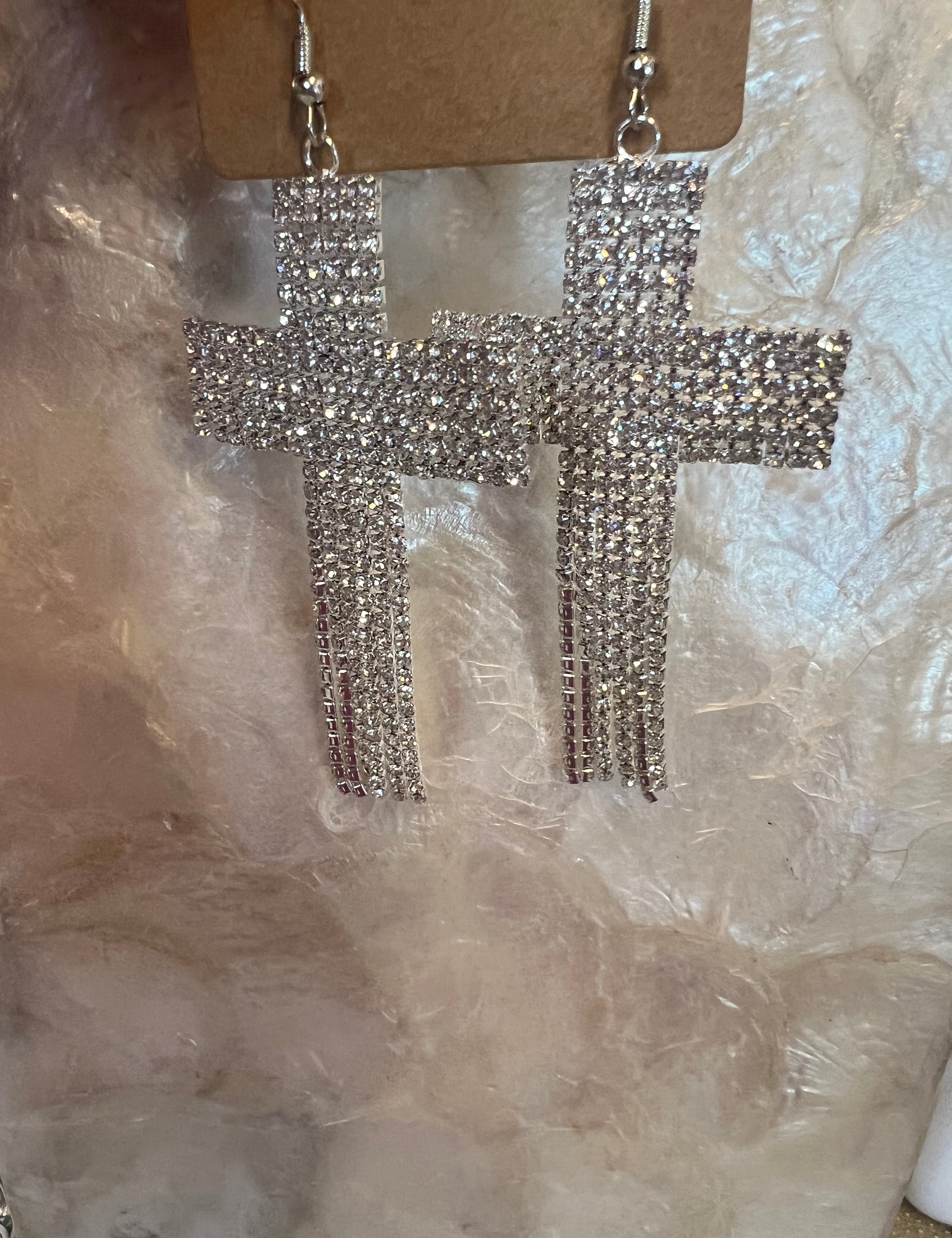 JEWELRY SALE Bling Cross Earrings on Simply Obsessed