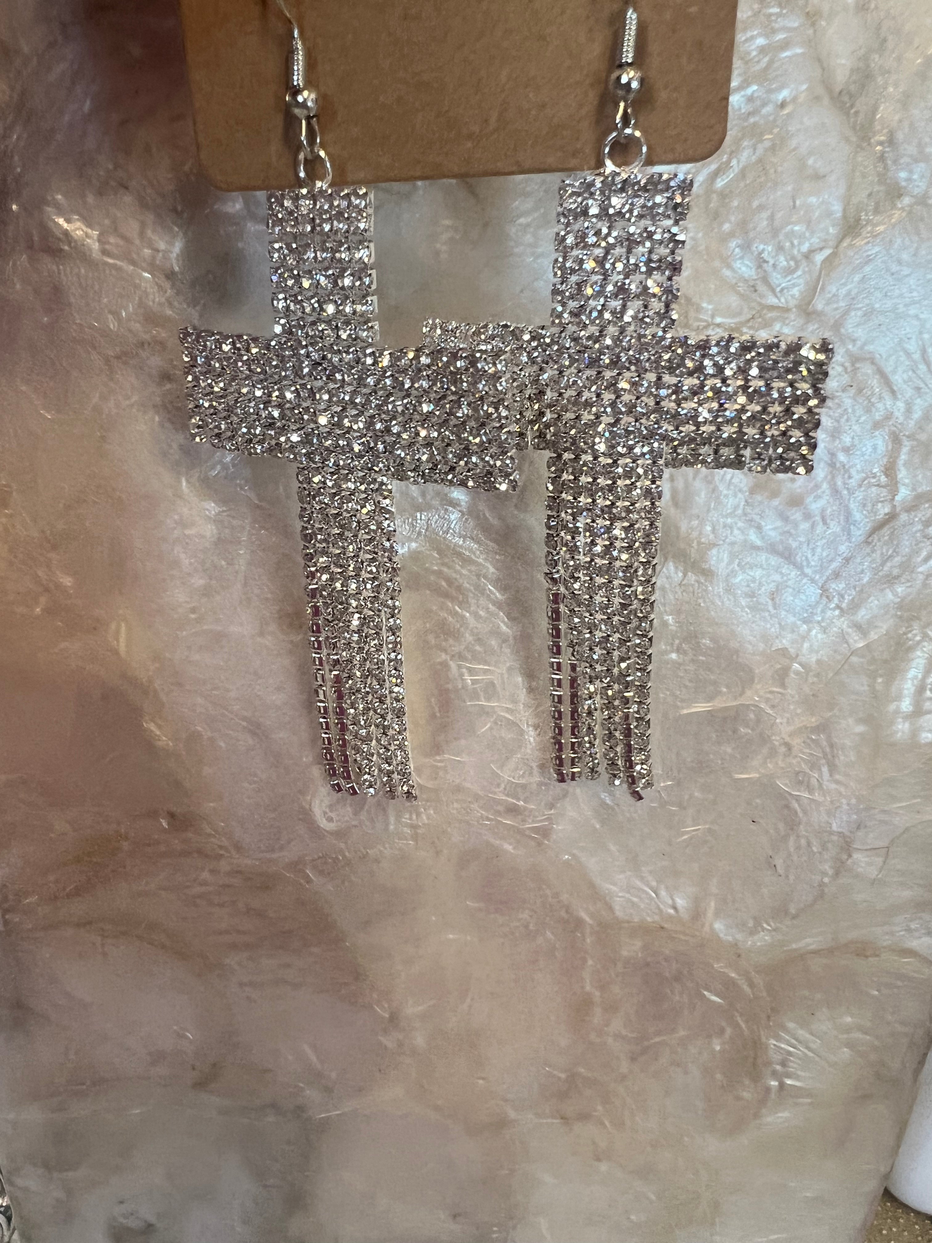 JEWELRY SALE Bling Cross Earrings on Simply Obsessed
