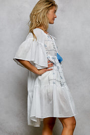 POL Tied Tassel Embroidery Half Flared Sleeve Mini Dress **DEBUT SALE** on Simply Obsessed