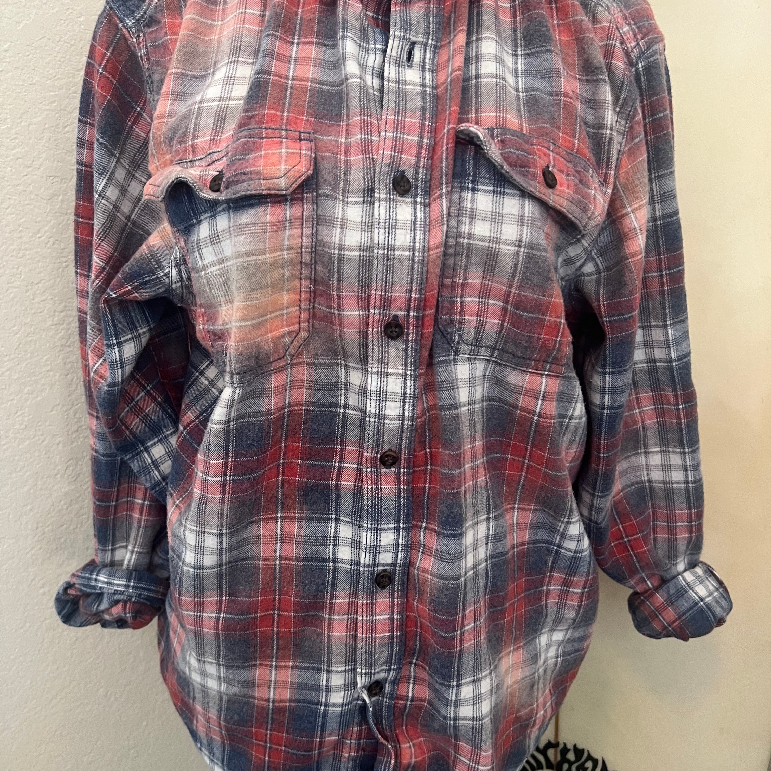 MALIBU HIPPIE Classic RWB Bleached Flannel on Simply Obsessed