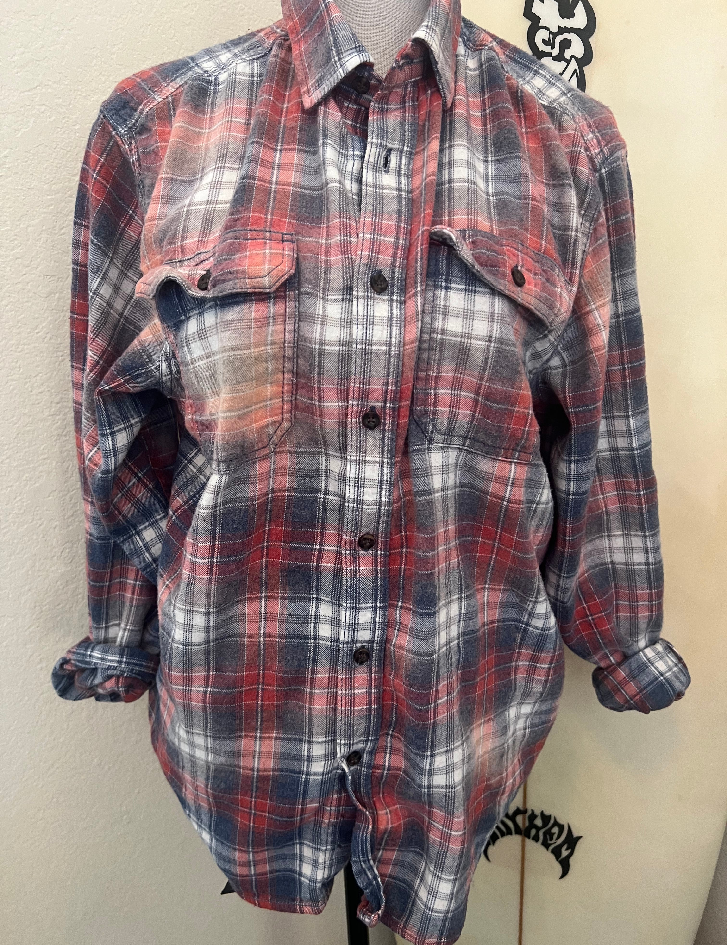 MALIBU HIPPIE Classic RWB Bleached Flannel on Simply Obsessed