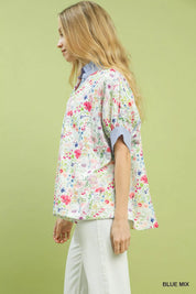 Umgee Jacquard Floral Print Button-Down Shirt on Simply Obsessed